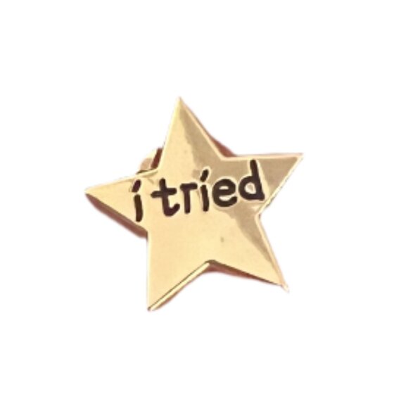 "I Tried" Gold Star Enamel Pin - Picture 1 of 4